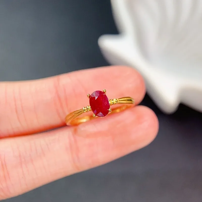 YULEM 5x7mm Natural Ruby/tanzanite/peridot/diopside/aquamarine/sapphire/garnet Silver 925 Ring