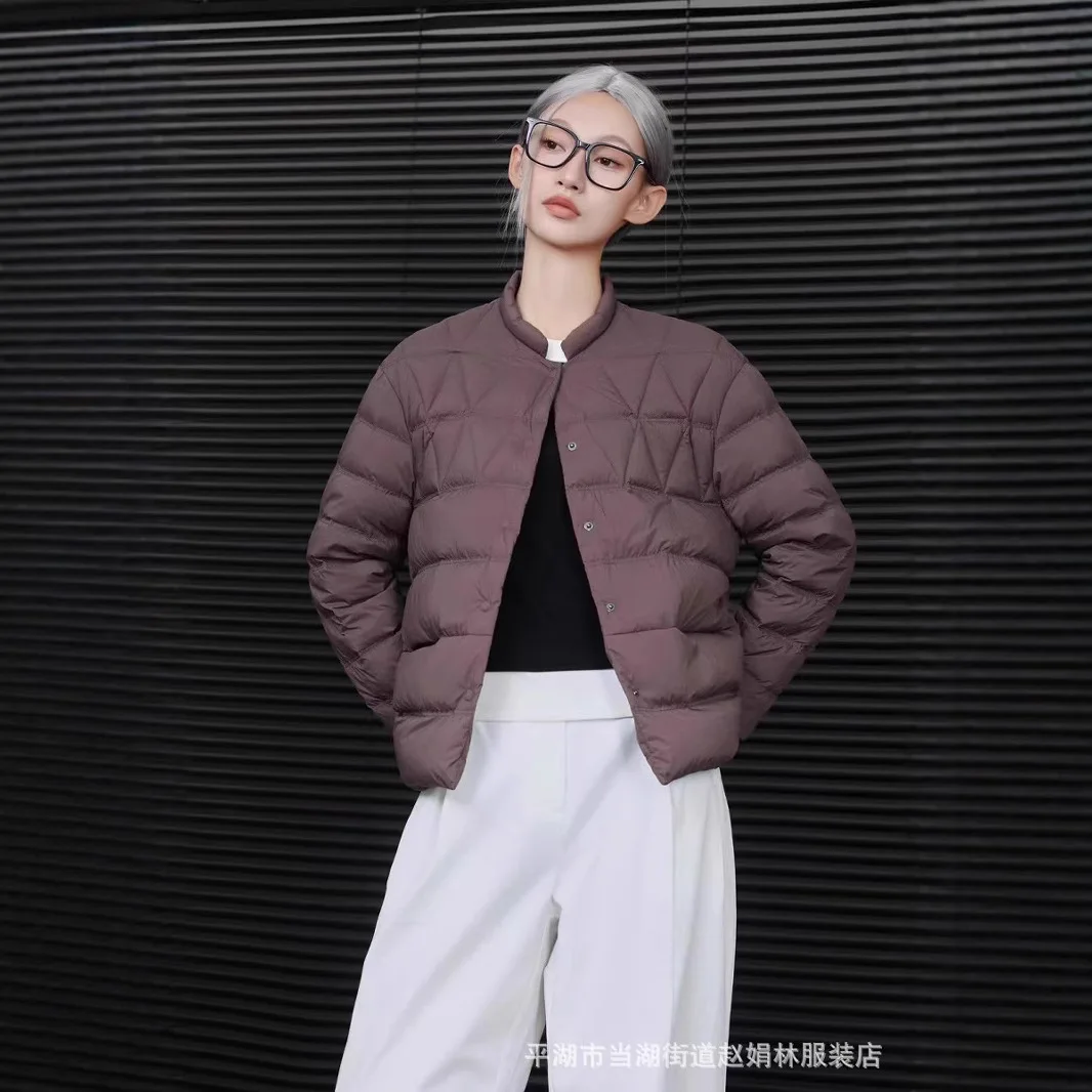 الشتاء المرأة أسفل سترة جديدة الوقوف طوق واحدة الصدر ألف خط الصلبة الأبيض بطة أسفل الحد الأدنى معاطف السترة غير رسمية الاتجاه #3