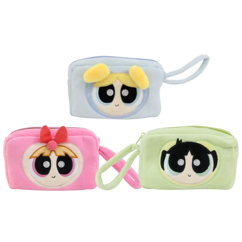 Buttercup Bubbles Blossom The Powerpuff Girls Cute Cartoon Plush Coin Purse Kawaii Fluffy Stuffed Cosmetic Bag Lovely Periphery