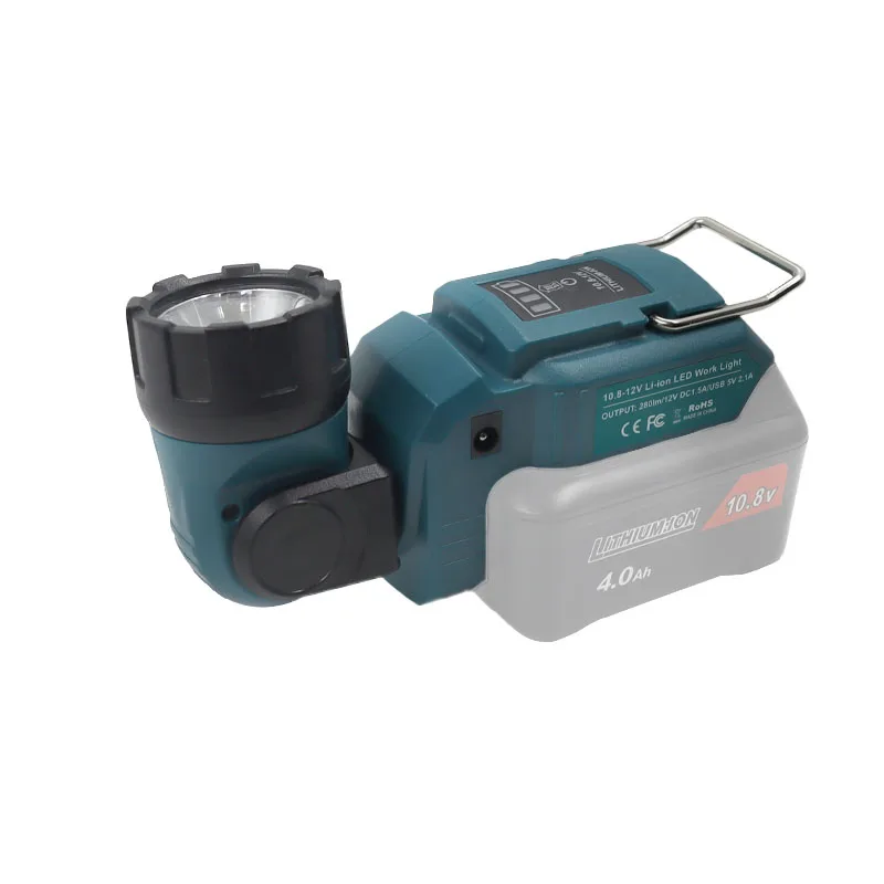 Imagem -04 - Portátil Spotlight Led Luz de Advertência Trabalho Lâmpada Lanterna Carregador Usb para Makita Bl1021 Bl1041 10.8v 12v Li-ion Bateria Azul