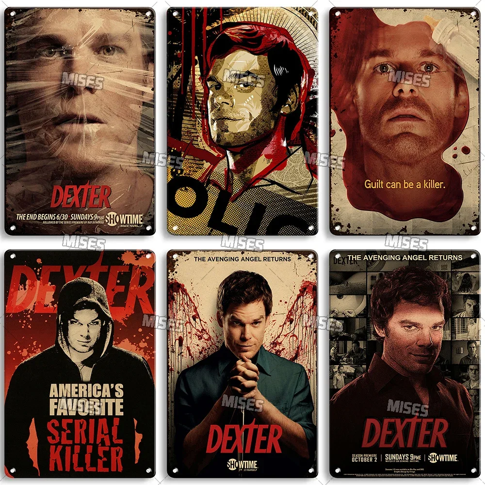 MISES Dexter Michael C. Hall Classic TV Metal Tin Sign Home Bar Club Metal Sign Rusty Metal Poster Wall Decorative Metal Plaque