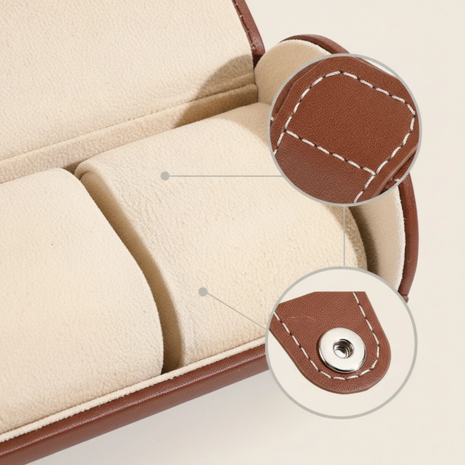 Watch Roll 3-Slot Watch Storage Case Organizer Faux Leather Portable for Travelers, Travel, Dresser
