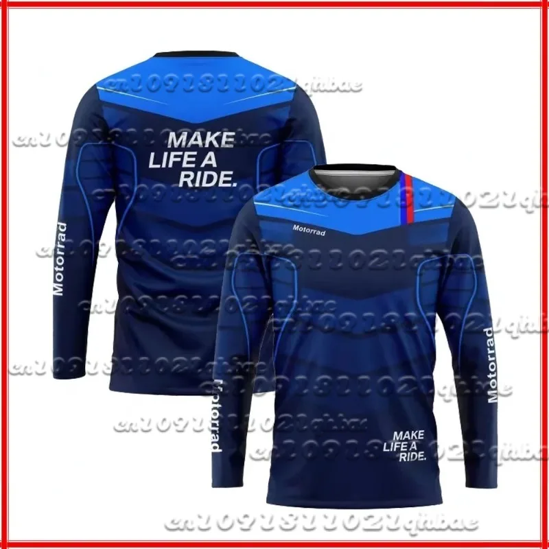 

2025 New Spring/summer BMW Long Sleeved Racing Suit T-shirt Casual and Fashionable Men BMW 3D Printed Cool Breathable Loose Top