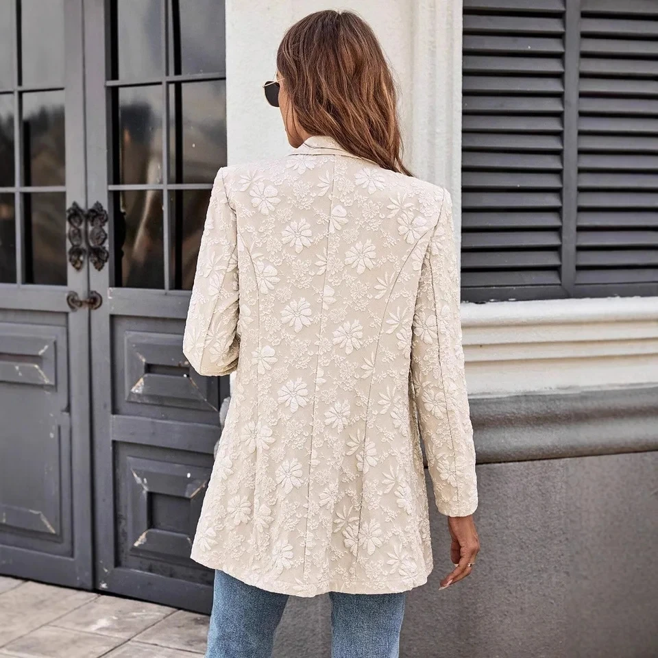 2026 Women's New Fashion Daily Temperament Elegant Commuting Lapel Versatile Printed Single Button Slim Workplace Women's