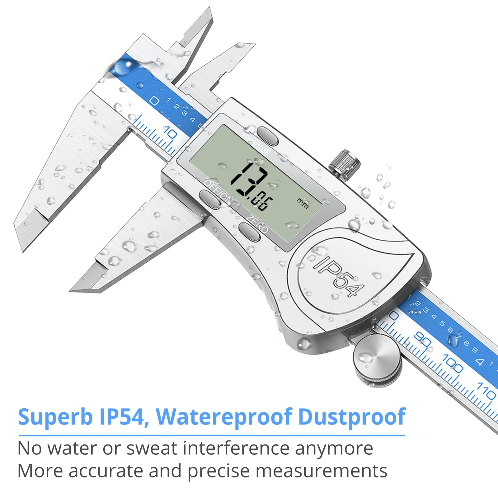 Proster IP54 Waterproof  feeler Gauge 150 mm Stainless Steel Digital Vernier Caliper Fractions/ Inch/ Metric Conversion