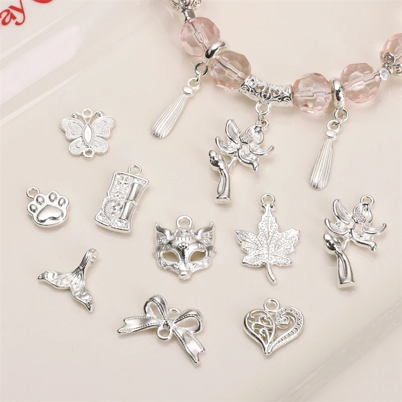 Alloy Vintage New Chinese Style Pendant Lotus Butterfly Heart Fish Leaf Charms For DIY Bracelet Necklace Jewelry Making Findings - view 3