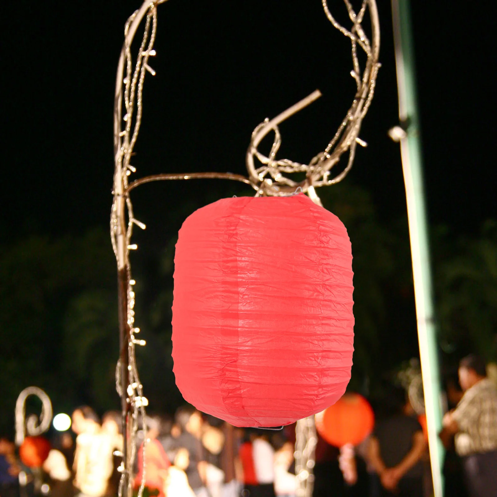 

5 Pcs Japanese Paper Lanterns Party Light Asian Decorations Chinese Halloween Cylinder White Red Folding