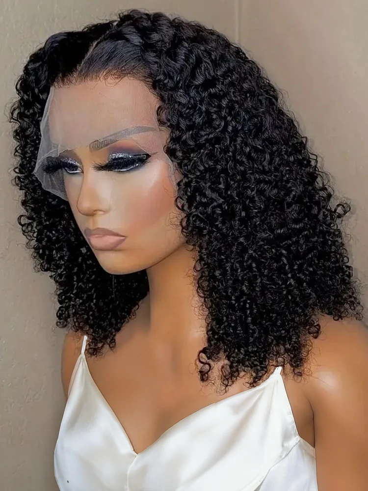 

Короткие парики-боб с водными кудрями из 100% натуральных волос, глубокая волна, 13x4, предварительно нарезанный кружевной фронт, без клея, готовые к носке, для женщин, 4x4 кружево