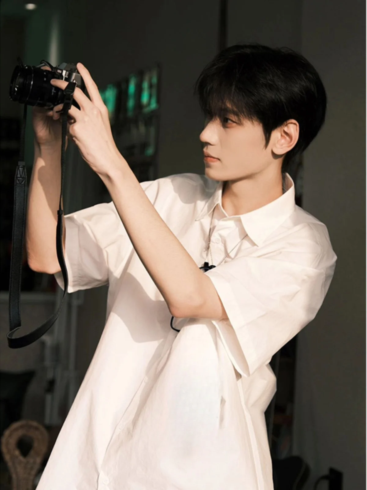 

White Pure Cotton ort Sve irt for Boys Summer College Sle Jk orm irt Loose Fit Youth Faion Daily Wear