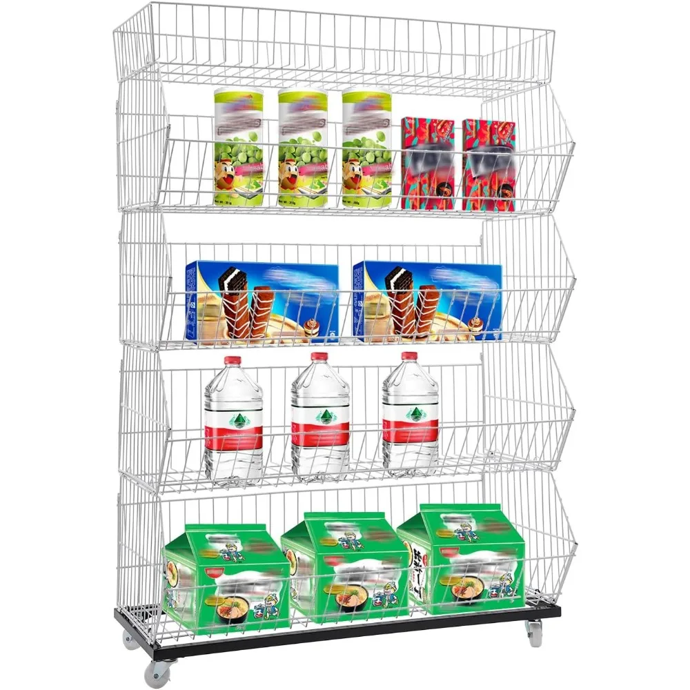 Retail Display Rack 5-Tier Market Merchandise Display Shelf Fruit Storage Shelf Vegetable Snack Basket Retail Store Supplies wit