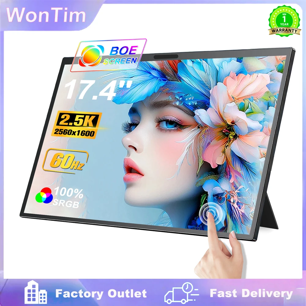 14 15.6 17.4 Inch Portable Monitor 1080P Full HD IPS Second Monitor for Gaming Laptop Phone Switch Xbox Sub Display Screen 2.5K