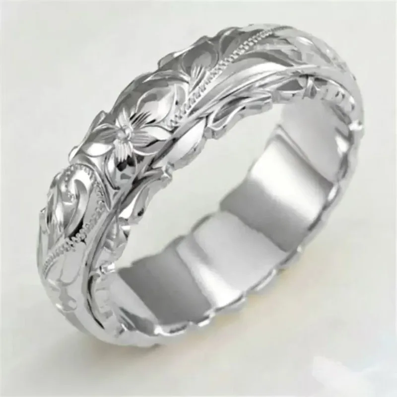 New suspension engraving ring, flower ring design jewelry tail ring women's jewelry wholesale