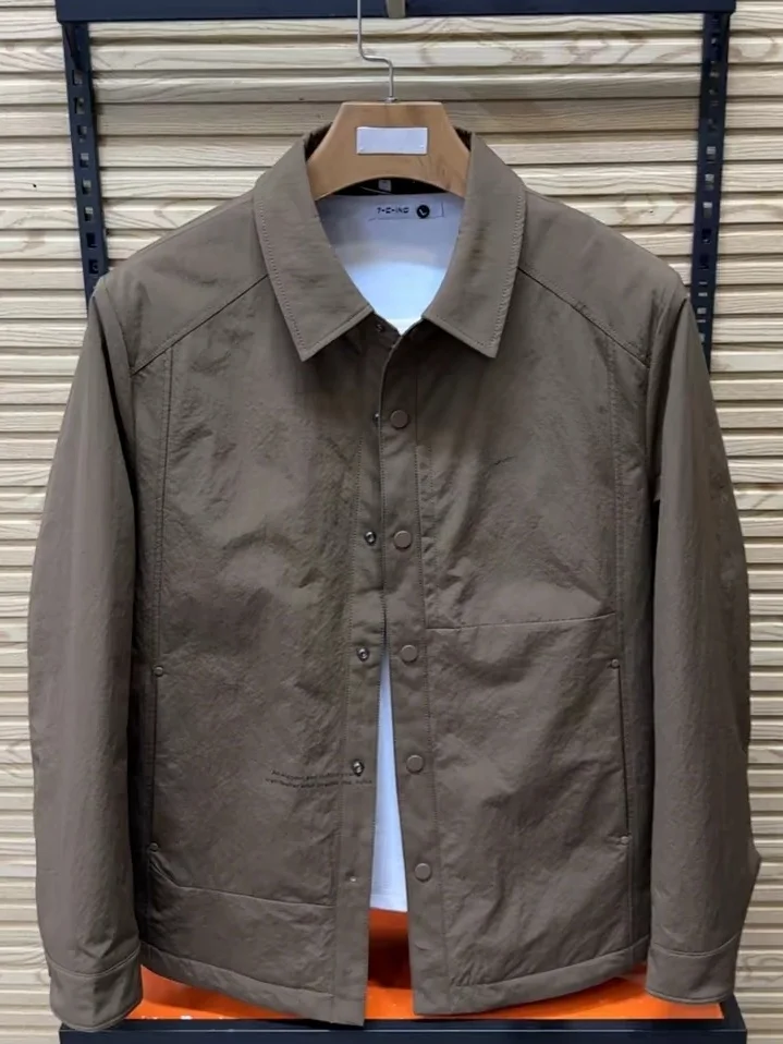 

High Quali Men's Autumn Winter Flip Collar Jaet New Faion Versatile Sli Cool Stand Fit Long Sve Antibacterial