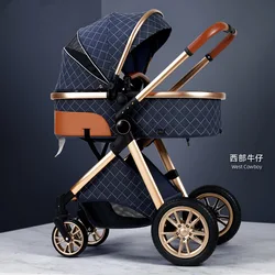 High-view Baby Stroller Lightweight Can Be Used for Sitting and Lying Down Foldable Shock-absorbing Two-way Newborn Baby Carrier