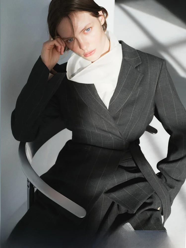 

H&M Spring New Women's Casual Wrap Suit Busin Sle Polyester Fiber Spandex Elastic Fiber Rayon Daily Wear Polyester 66% R...