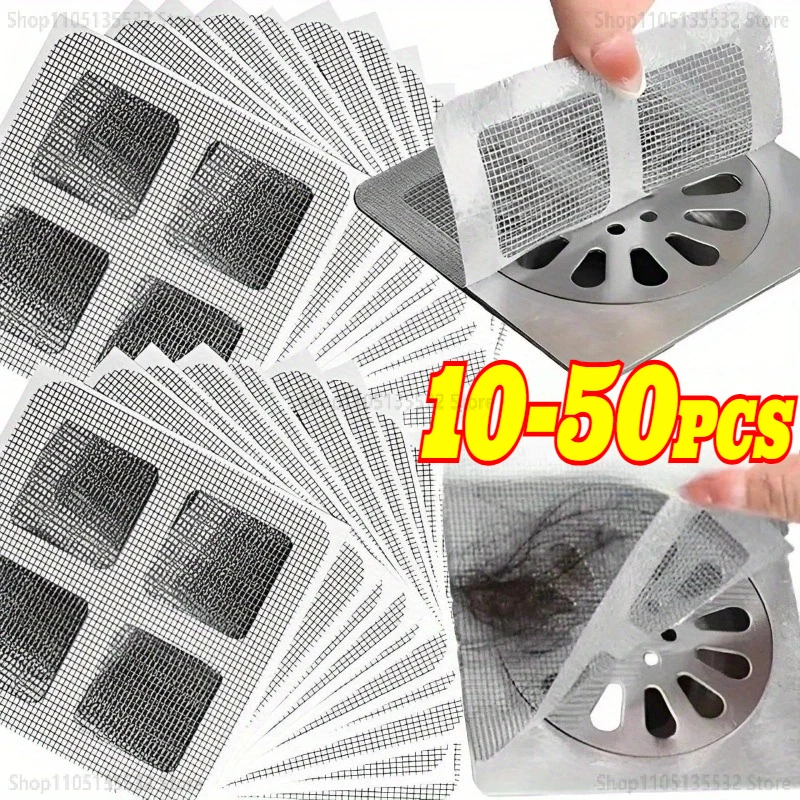 10/20/30pcs Disposable Shower Drain Hair Catcher Mesh Stickers, Floor Drain Hair Filter, Disposable Hair Catchers for Shower