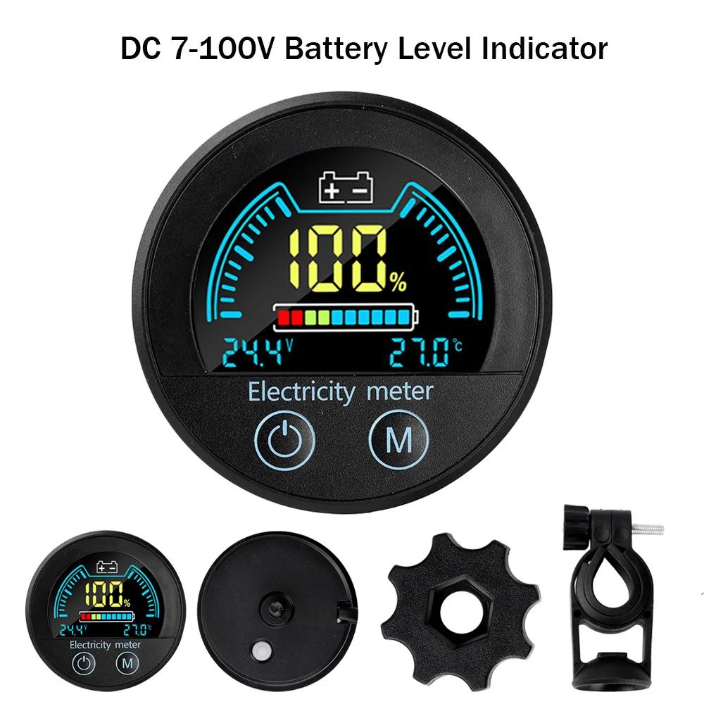 

DC 7-100V Battery Level Indicator Waterproof Round Digital Voltmeter 2-Wire DC Voltage Tester Battery Capacity Monitor Panel
