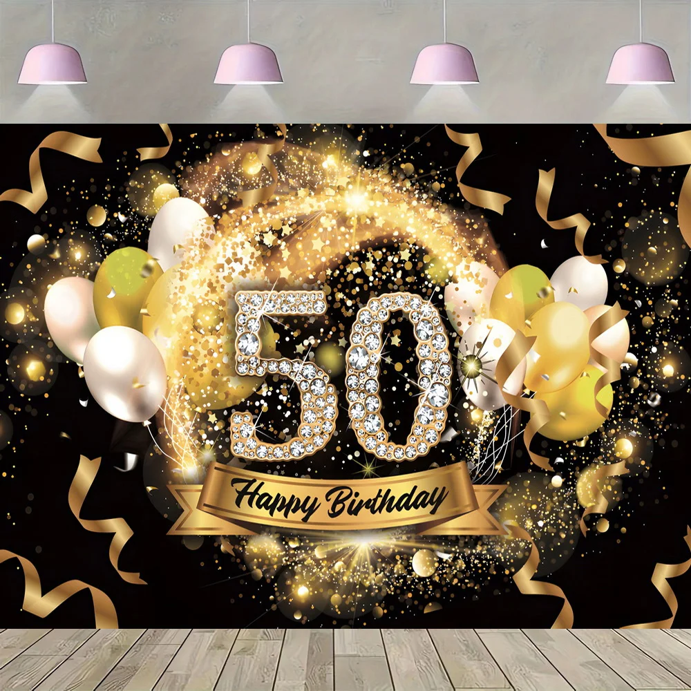 Goldglitzer 50. Fotohintergrun – Party Banner Gold Bewertung und Preis