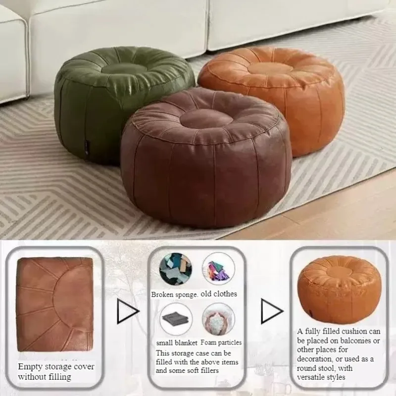Sofa storage leather pier round living room pier bay window cushion old clothes storage stool small living room single sofa