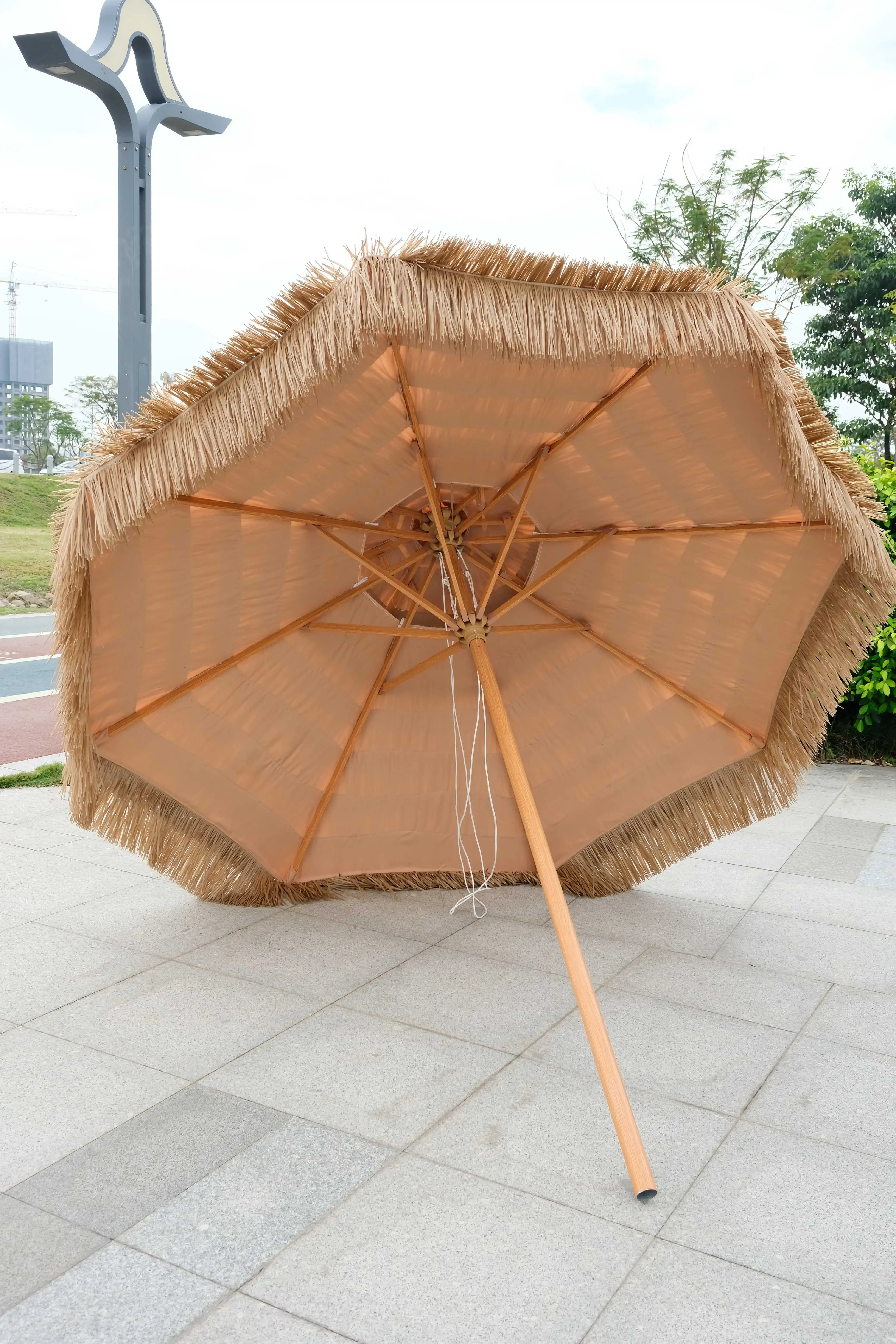 4*4m Wood Beach Umbrella Beach For The Rain Outdoor Custom Parasol Luxurious Stand Straw Patio Umbrella