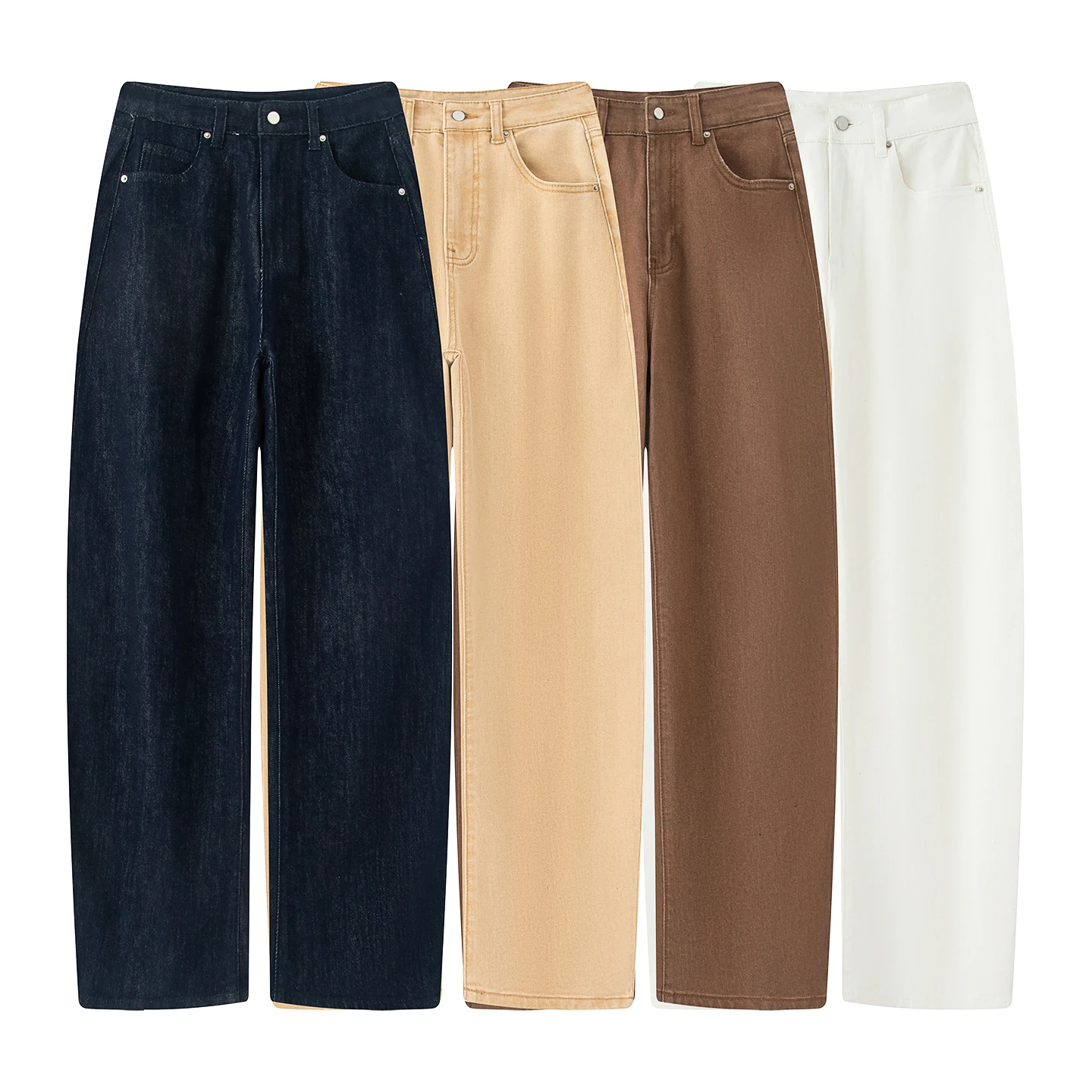 

Джинсы с высокой талией и широкими штанинами, женские, элегантный стиль, удобная посадка, универсальные повседневные длинные брюки, джинсовые брюки прямого кроя