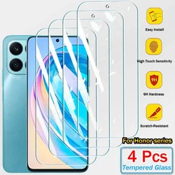 2/4Pcs Tempered Glass For Huawei Honor 90 70 Lite X8b X7b X6b X9 X8 X7 X6 b X8A X7A X6A Screen Protector Cover Protective Glass