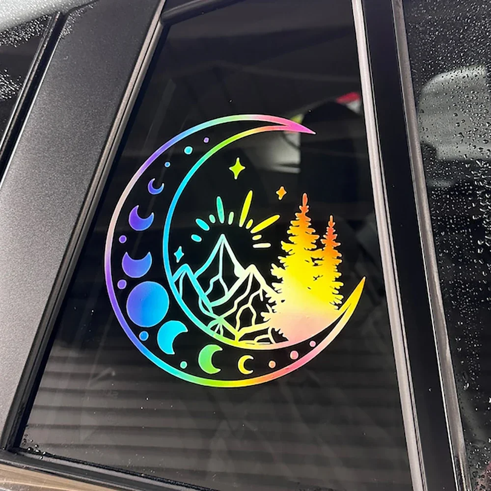 Moon Phases Nature Scene Waterproof Vinyl Car Sticker Camper Caravan Window Bumper Auto Decal Decor