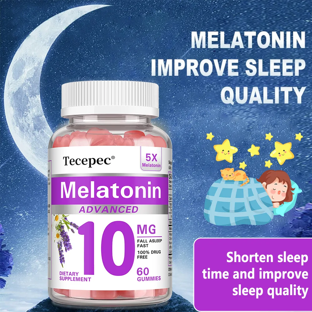 Melatonin 10mg Gummies – Natural Sleep Support, Deeper Rest & Jet Lag Relief, Sleep Aids, Fight Insomnia, Support Immunity
