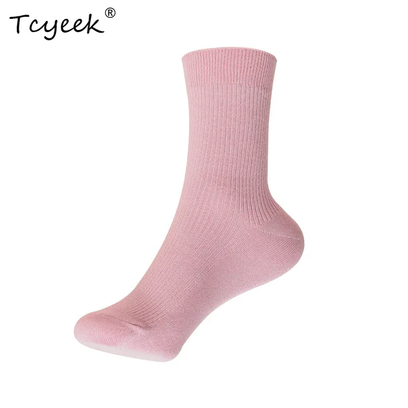 

Tcyeek, 5 шт., 80% шелковые вязаные удобные носки, женские утепленные дышащие домашние носки средней длины, зимние P4N414JC