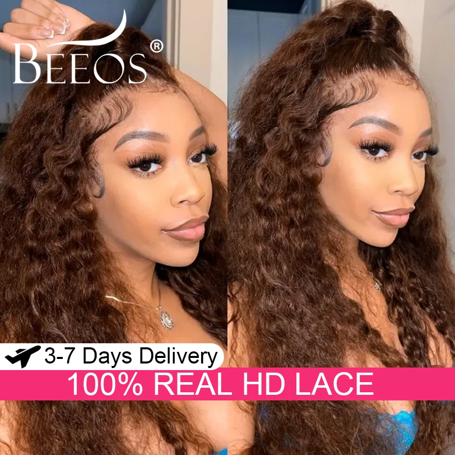 

Ультра облегающие шоколадно-коричневые волнистые волосы 13x6 HD Парики фронта шнурка Человеческие волосы 250% предварительно выщипанные расплавкие кожи Невидимые кружевные вьющиеся волосы