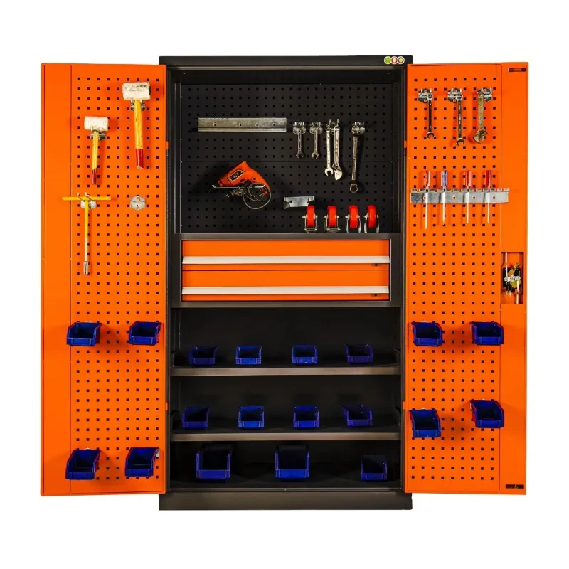 Orange Tool Cabinet Versatile 71inch Drawers Pegboard and Focused Organization Solutions