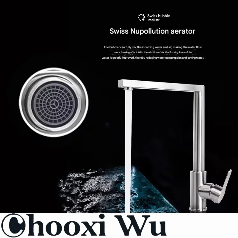 Space Aluminum Kitchen Faucet 360° Rotation Scratch-Resistant Gray Sink Hot And Cold Water Tap Wear-Resistant