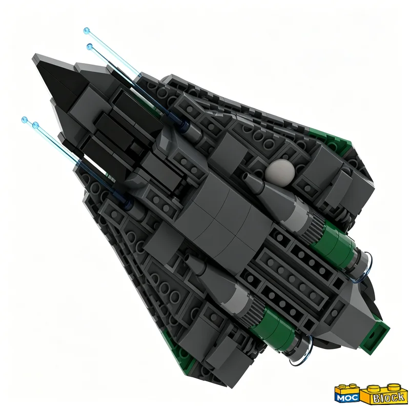 473PCS Slim High Speed Interstellar Interceptor Sci-Fi Combat Aircraft Blocks Model Building Block DIY Assembly Educational Gift