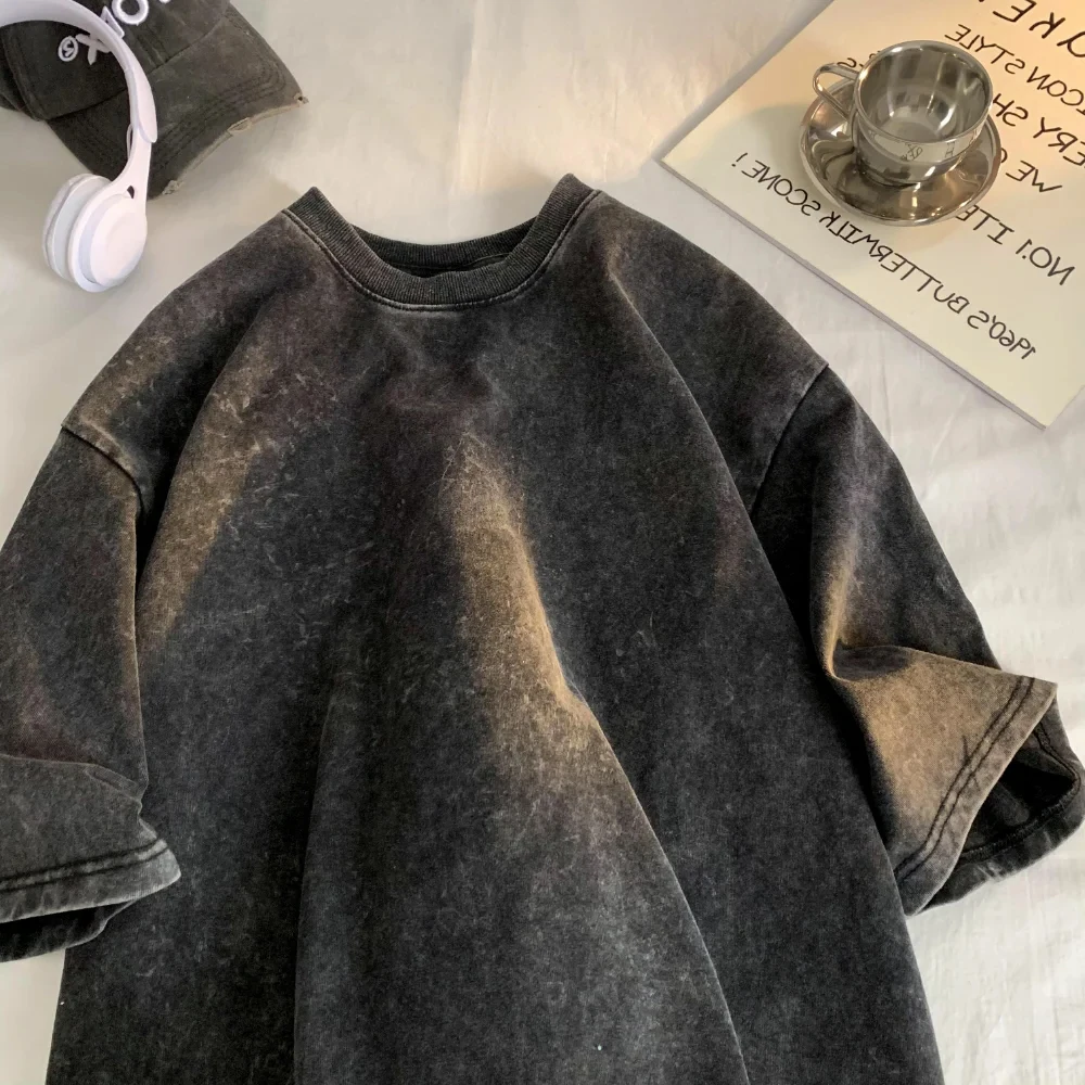 

Випраные винтажные мужские и женские футболки Street Hip Hop Retro Punk Футболка Harajuku Повседневные хлопковые топы с короткими рукавами Acid Wash Basics