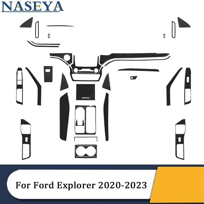 

Black Carbon Fiber Stickers For Ford Explorer 2020 2021 2022 2023 Fits both Horizontal Vertical Screens Car Interior Accessories