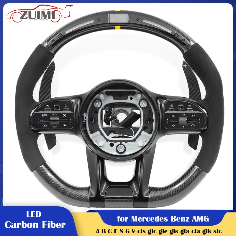 LED Style Car Steering Wheel Carbon Alcantra for Mercedes-Benz AMG W204 W205 W206 W213 W217 W221 W222 W223 cls glc gle gls gla