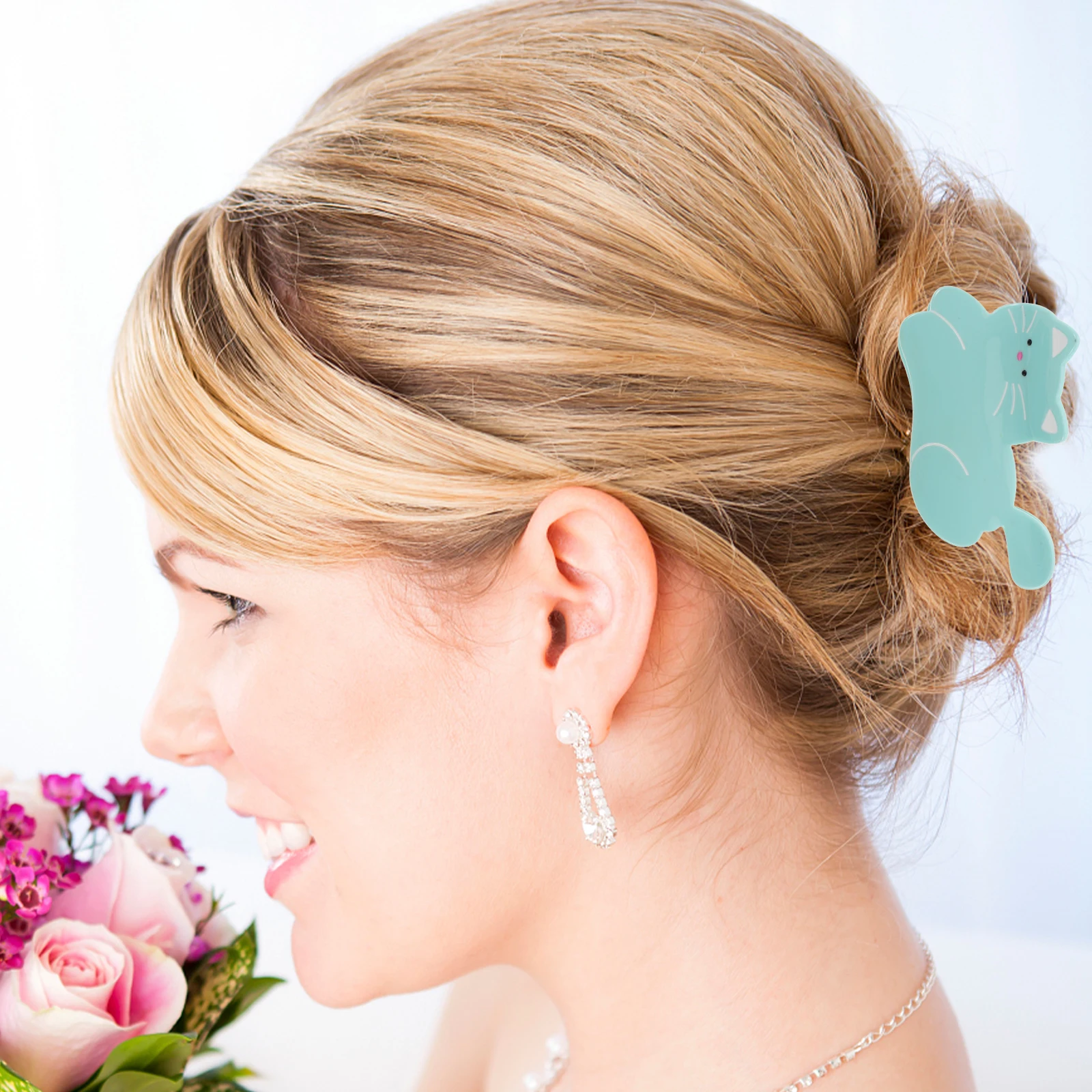 

Cute Cat Clip Kawaii Animal Clip Durable Metal Accessories For Women Girls Sky Blue Party Halloween Masquerade Claw Clips Animal