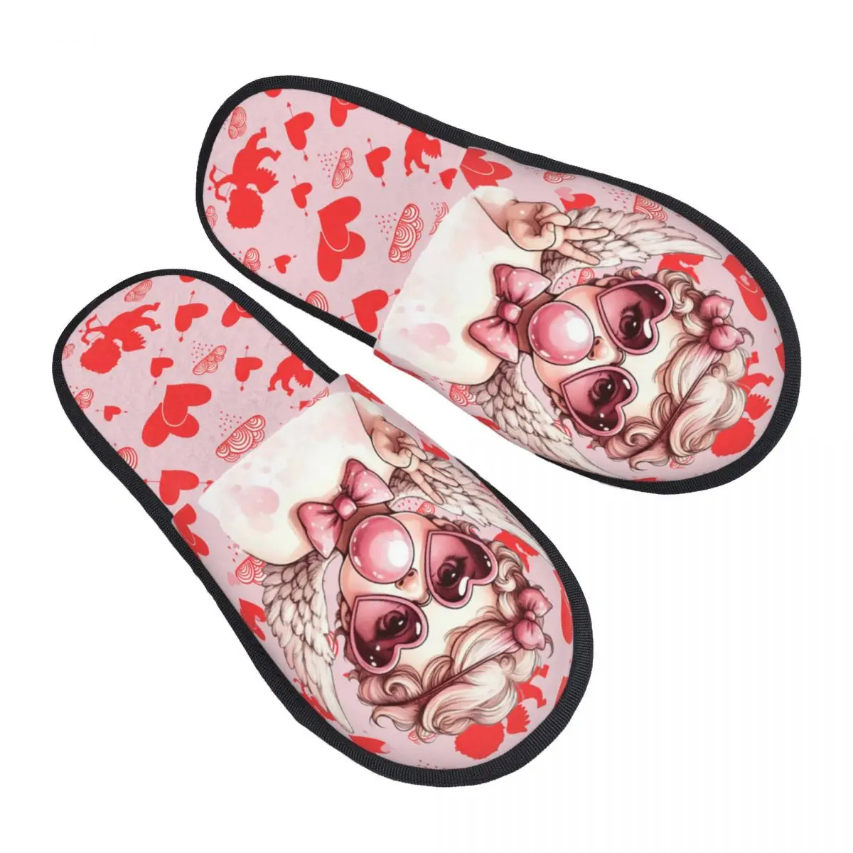 

Custom Valentines Day Cupid Soft Memory Foam House Slippers Women Cozy Warm Anti-Skid Slipper