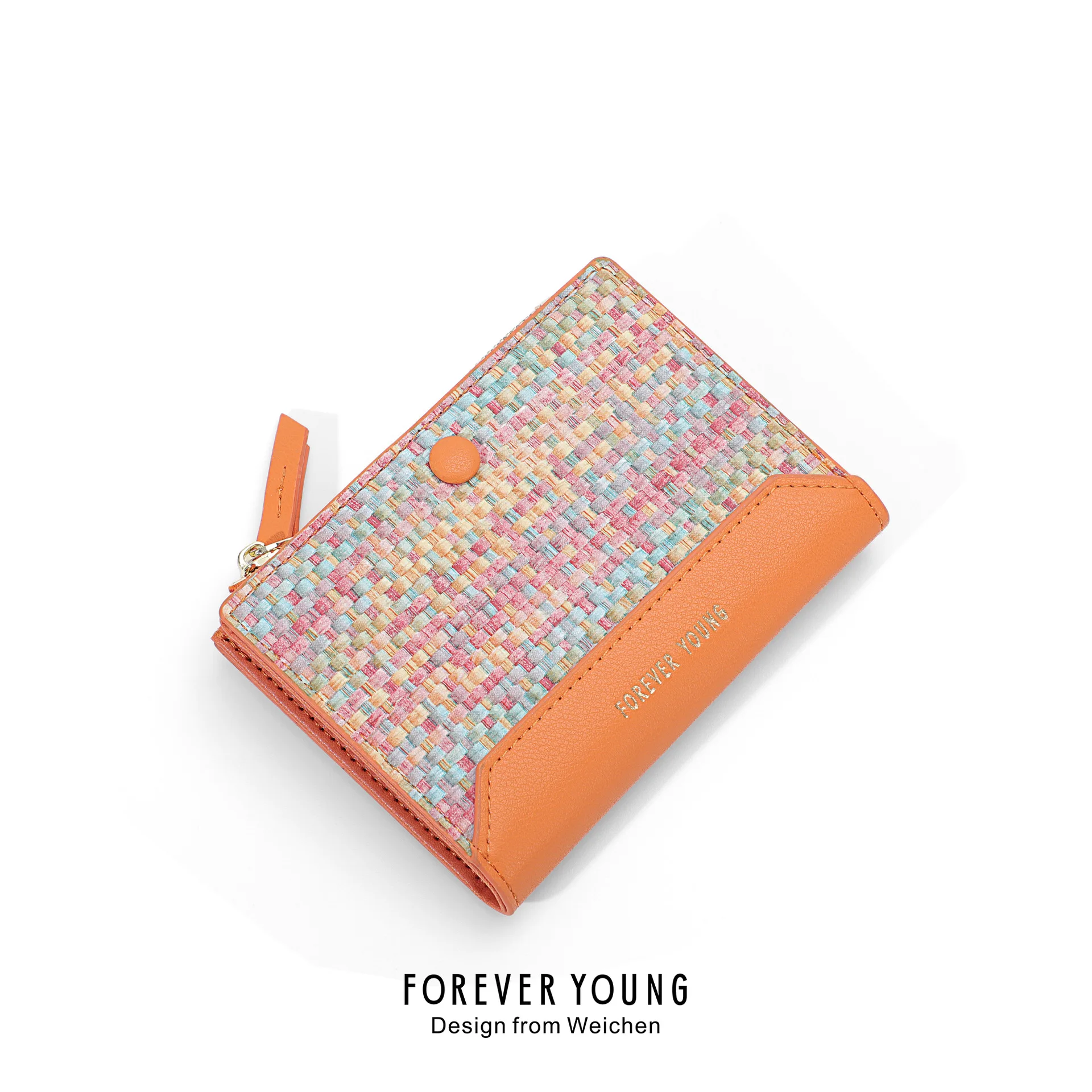 Forever Young Light Luxury Woven Wallet for Women, 2024 New Short Fashionable Card Wallet, Multi Card Zipper Change Bag Handbag