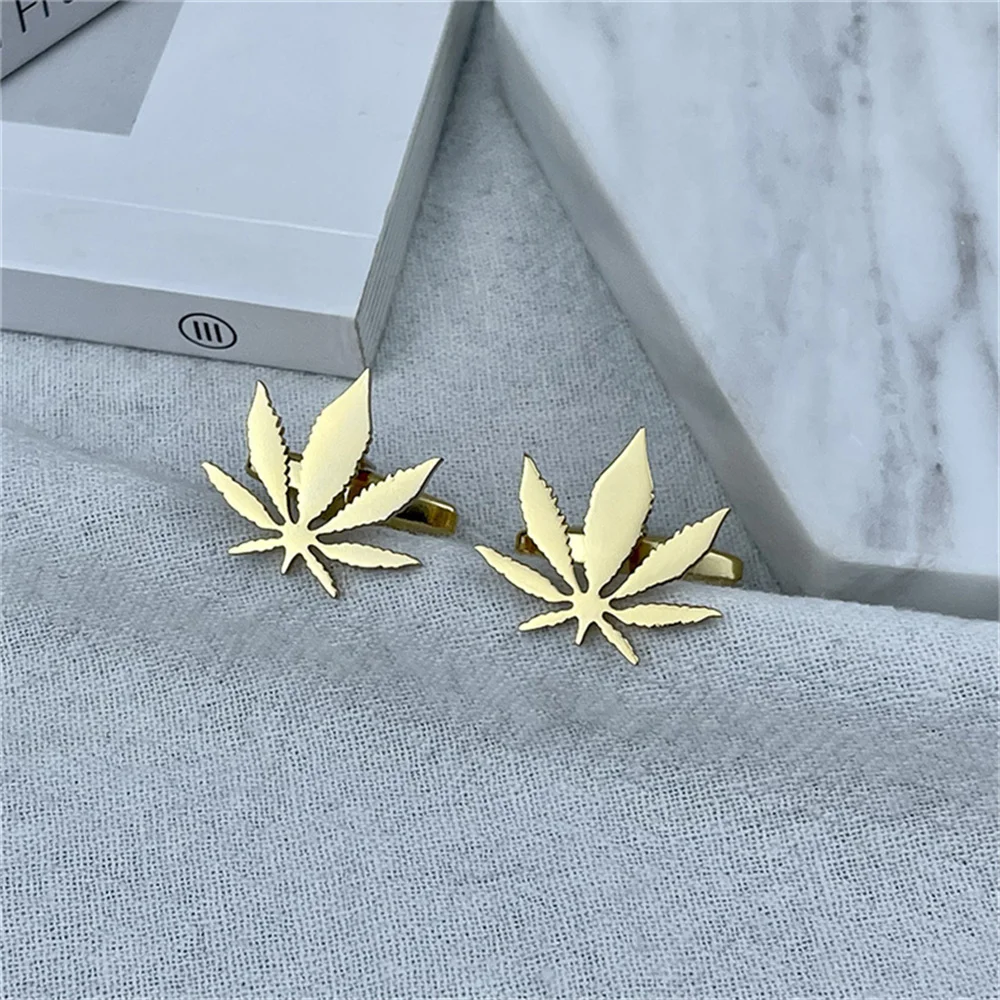 

Gold Shirt cufflinks for Men Leaf Cuff links Wedding Buttons High Quality Guests Jewelry Gift Cufflink 1 Pair wholesale