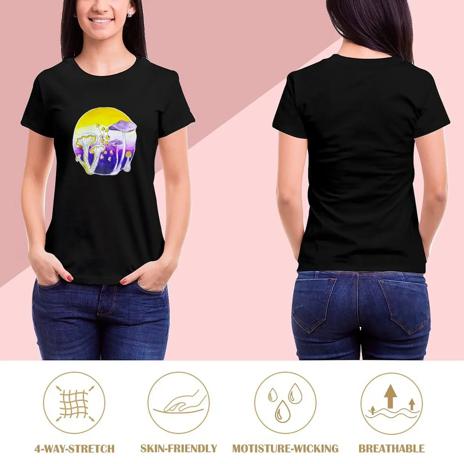 nonbinary mushrooms T-Shirt Aesthetic clothing vintage black t-shirts for Women