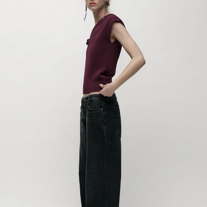 Lente nieuwe collectie dames asymmetrisch ontwerp gebreide top Street Sle ort Sve Color Faion voor jonge vrouwen