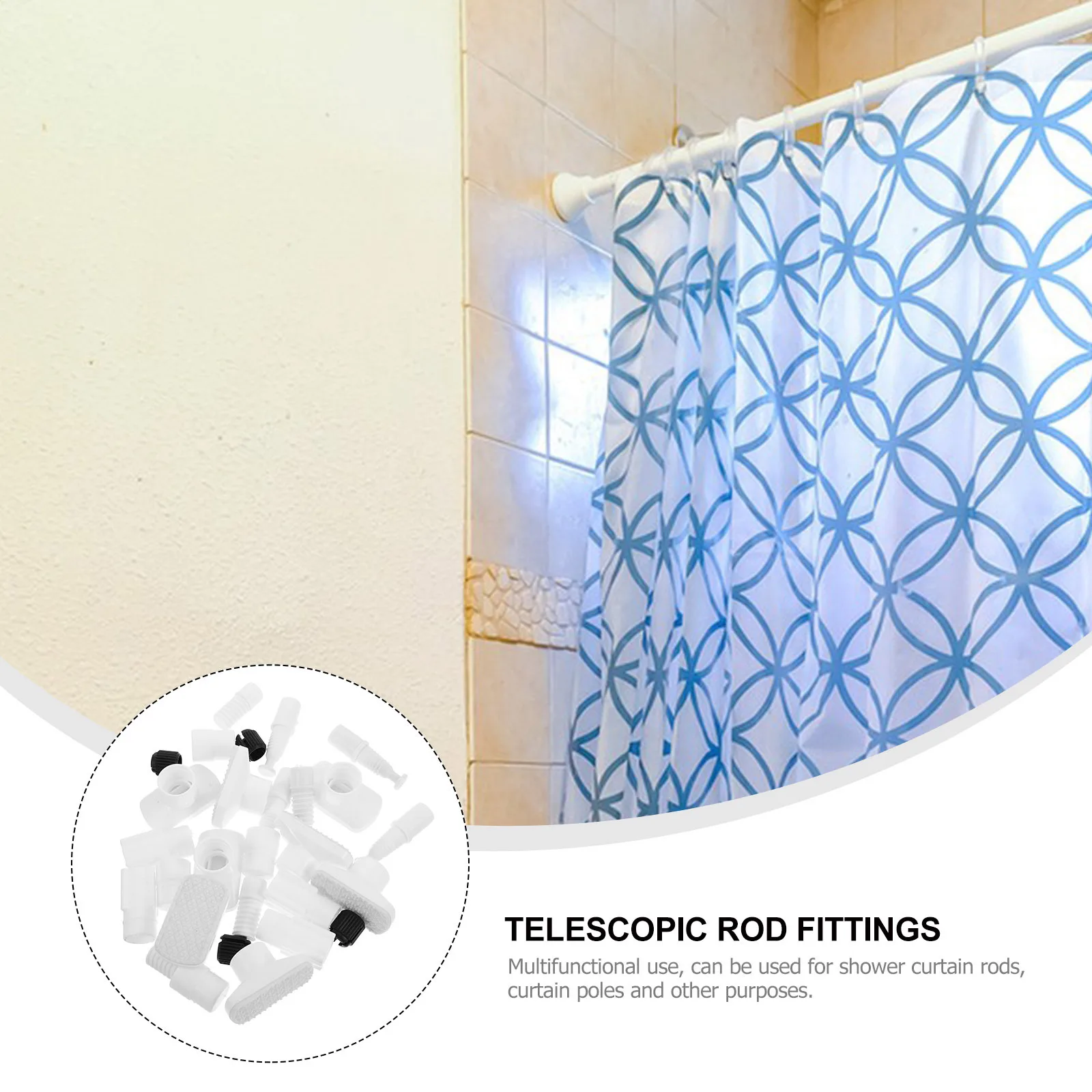 

4 set Curtain Rod End Caps Decorative Finials Modern Plastic Tension Rod Fitting For Shower Window Drapery Extension Pole