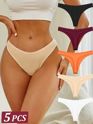 5Pcs Women Cotton Thongs Female Sexy Low Waist Panties G-String Underwear Thongs Striped Panties Female Underwear T-Back Intimat