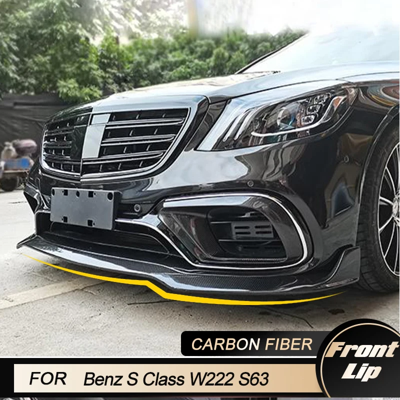 

Car Front Bumper Lip Spiler for Benz S Class W222 S63 AMG 2018UP Front Lip Chin Protector Spoiler Splitters Guards Carbon Fiber