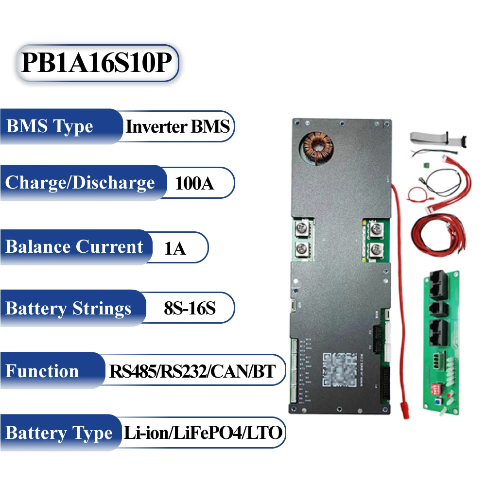 Интеллектуальный инвертор JIKONG BMS JK PB1A16S10P 8S 16S 24 в 48 в 100 А, семейный Аккумулятор для хранения энергии с Bluetooth для LiFePO4 Li-Ion LTO