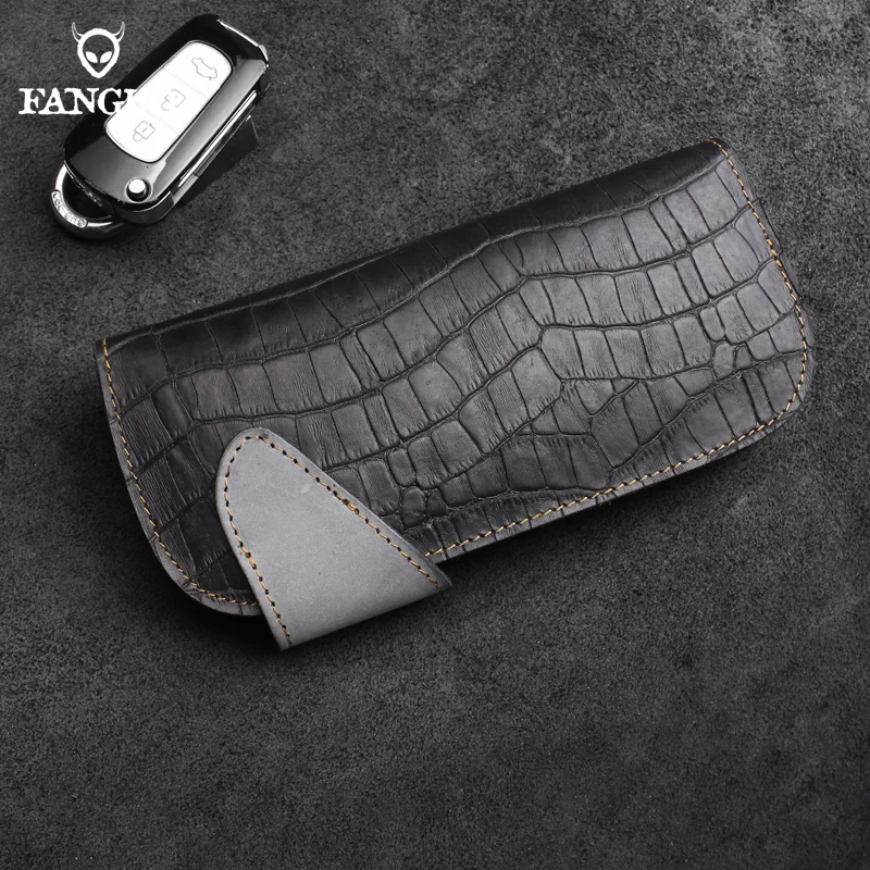 Top Layer Leather Men Wallet Genuine Leather Crocodile Print Credit Card Slot With Coin Pocket Long Wallet Clutch Bag Handbag