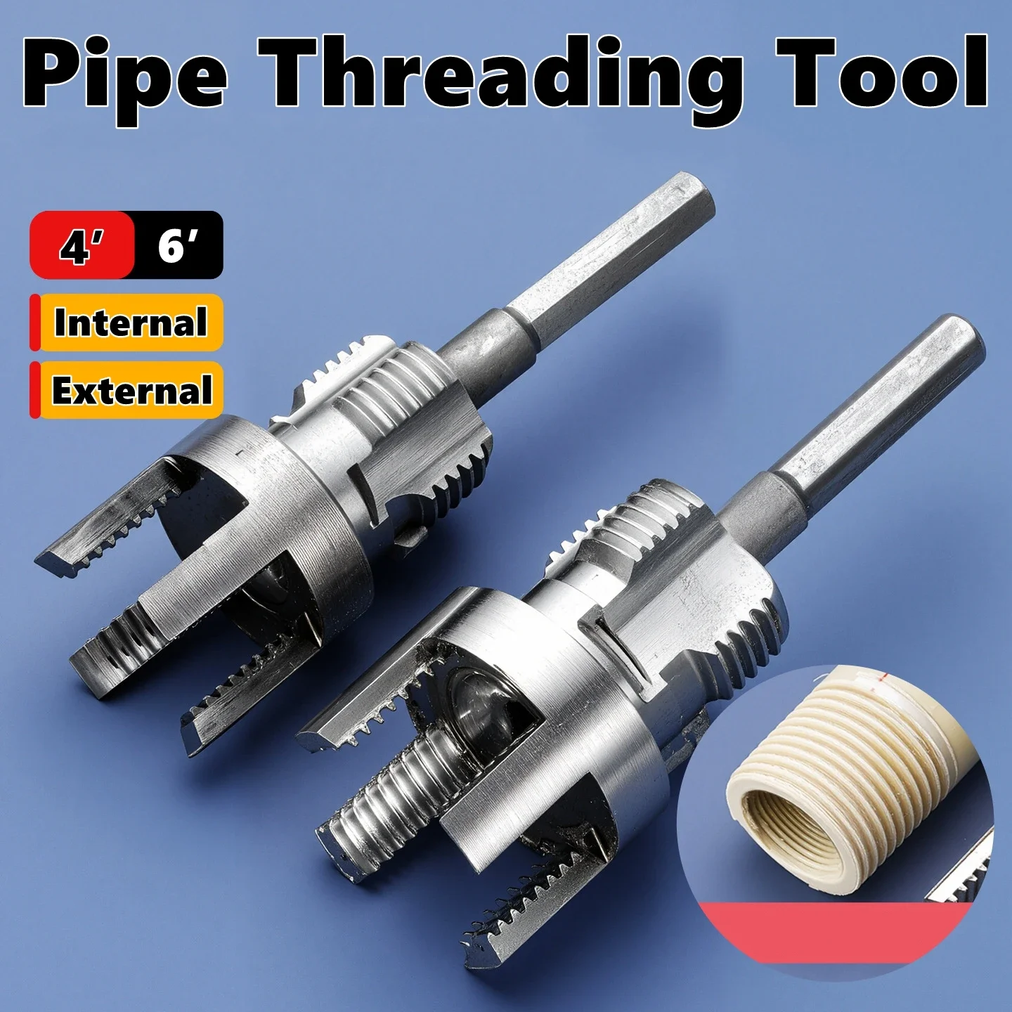 

Integrated Internal External Pipe Threading Tool (3/4"),Hex Shank Die Pipe Threader Cutting Tool Universal Wire Cutting Tool
