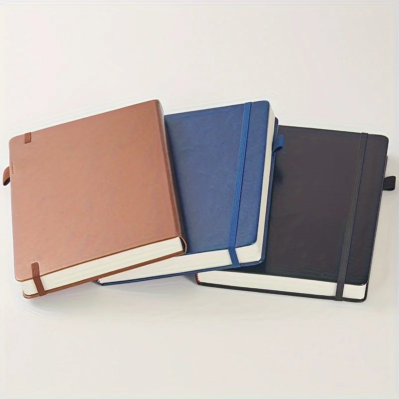 Paquete de 3 elegantes diarios de cuero PU: lujosos cuadernos B5 con 320 páginas forradas para la escuela y la oficina