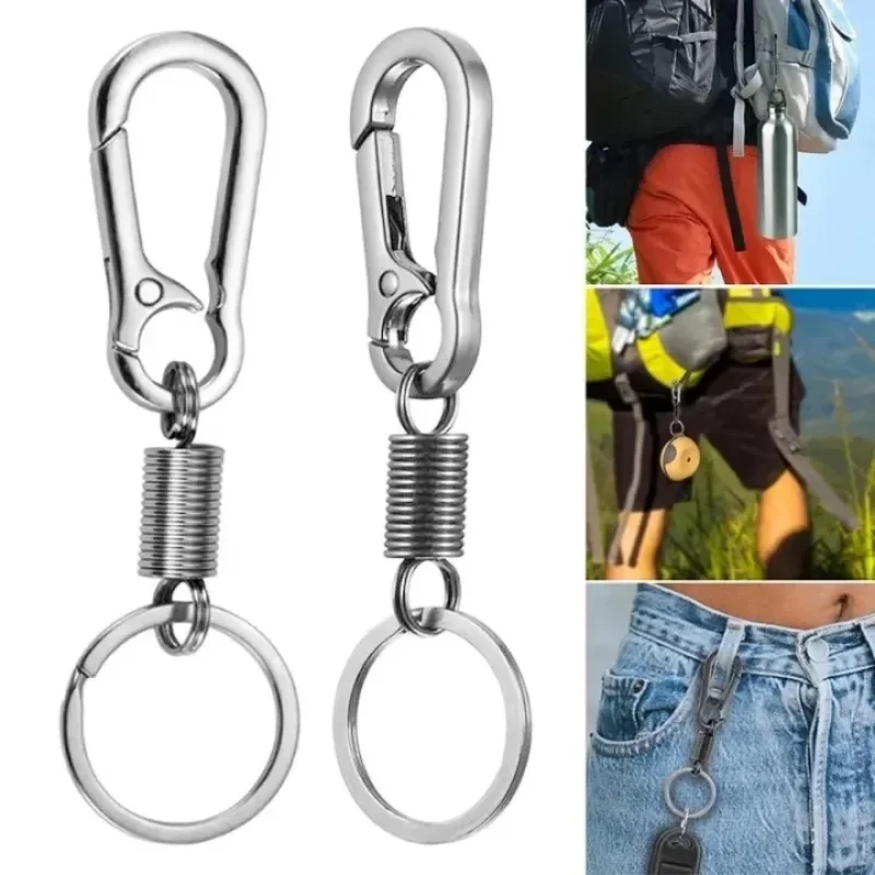 Spring Keychain Zinc Alloy Carabiner Buckle Key Rings Anti-lost Climbing Hook Car Keychians Man Metal KeyChains Tool 1/10pcs